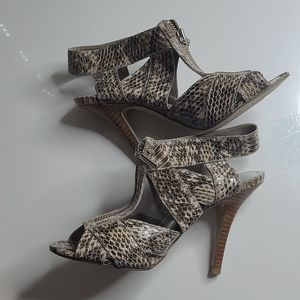 Bcbgirls snakeskin peep toe heels